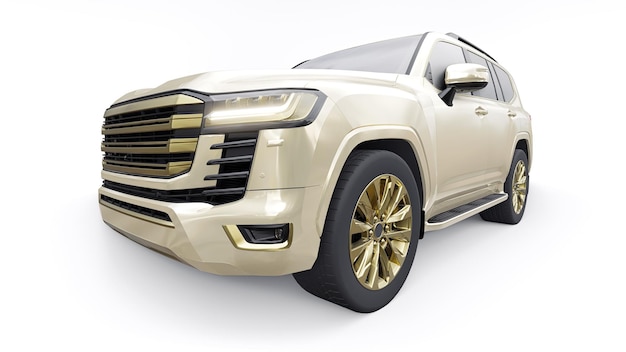 Grande família SUV premium de sete lugares em uma ilustração 3d de fundo branco e isolado