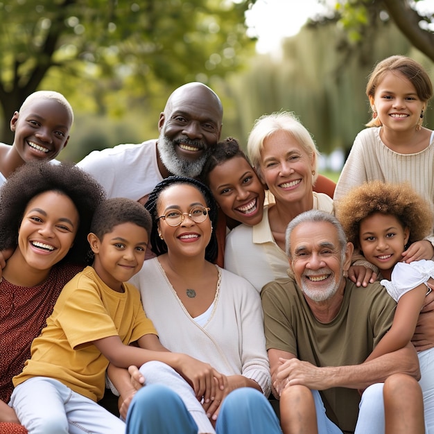 Foto grande grupo de pessoas multiétnicas e multigeracionais felizes
