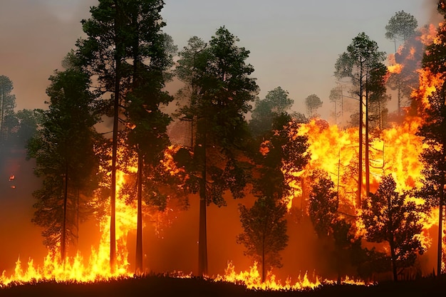 Grande incêndio florestal na estação seca