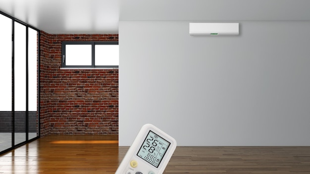 Grande luxo moderno interior brilhante sala de estar com ilustração de maquete de ar condicionado renderização em 3D