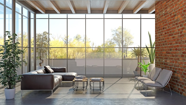 Foto grande luxo moderno mínimo brilhante ilustração de maquete de sala de interiores renderização 3d