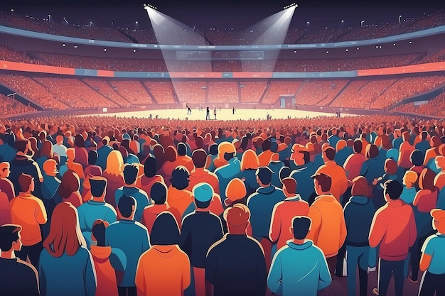 Grande multidão de pessoas a assistir a um concerto ou a um evento desportivo