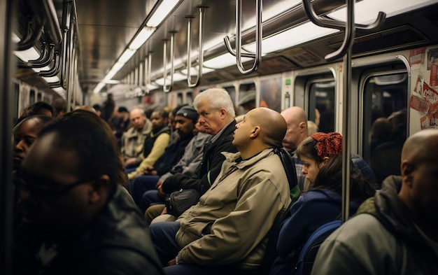 Grande multidão no metrô de Nova Iorque