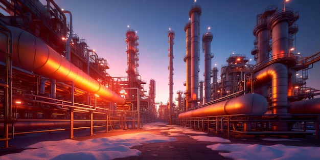 Grande oleoduto e gasoduto no processo de refino de petróleo e movimento de petróleo e gás Generative AI