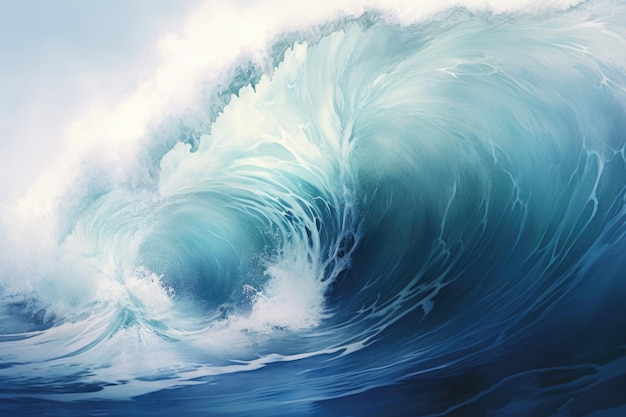 Grande onda tempestuosa do oceano Onda do mar com efeito de redemoinho Energia da natureza Criada com IA gerativa