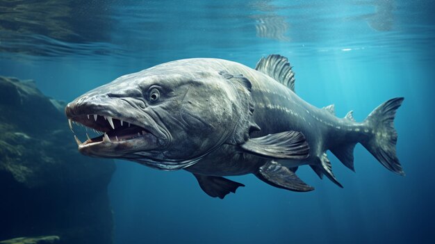 Grande peixe-gato blindado nadando debaixo d'água imagem gerada por IA Imagem