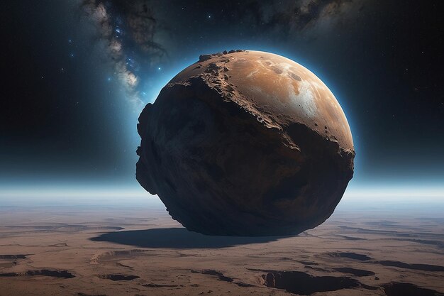 Foto grande planetoide no espaço vazio
