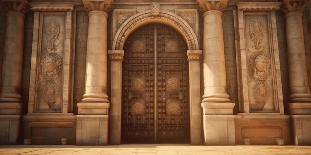 Grande porta feita de ouro de um palácio