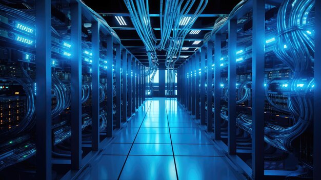 Grande sala de dados de computador grandes dados AI supercomputador de computação científica