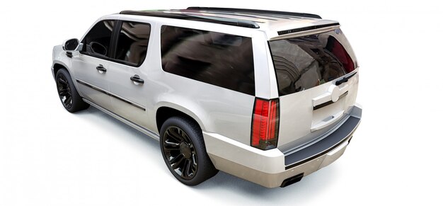 Grande SUV premium branco sobre fundo branco