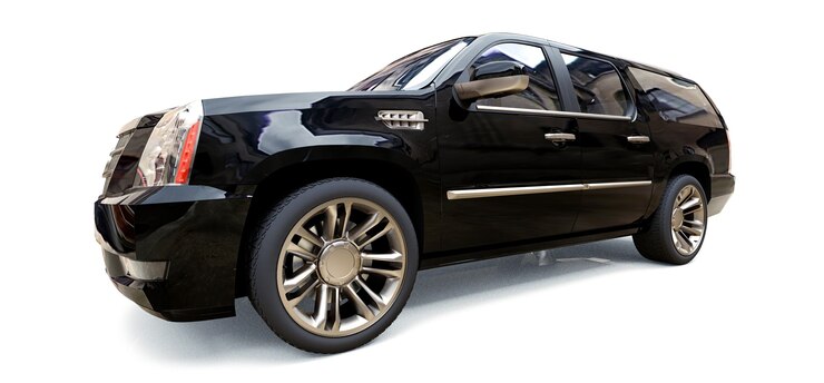 Foto grande suv premium preto sobre um fundo branco. ilustração 3d.