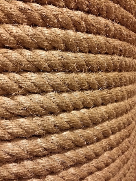 Foto grande textura e close up de corda áspera e resistente.