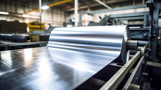 Grandes bobinas de alumínio Conceito de negócio e conceito industrial de máquinas modernas de produção de alumínio Foco seletivo Closeup