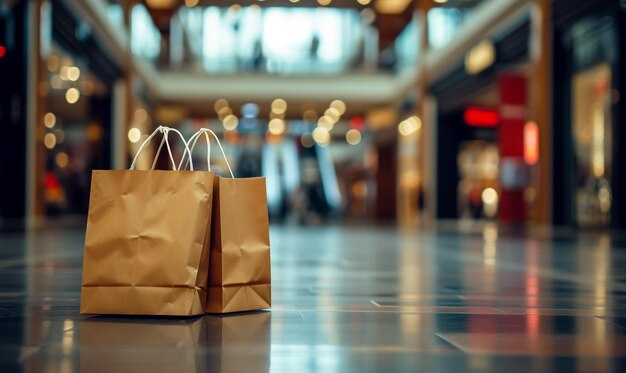 grandes bolsas de papel en la mesa