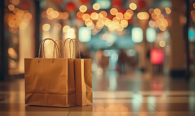 grandes bolsas de papel en la mesa