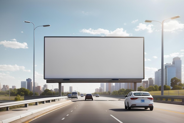 Foto grandes carteles blancos para publicidad al aire libre al lado de la carretera