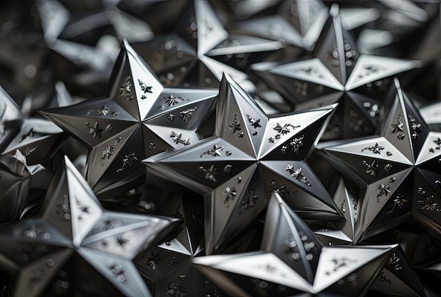 grandes confetes de estrelas de prata espalhadas no estilo de shodo