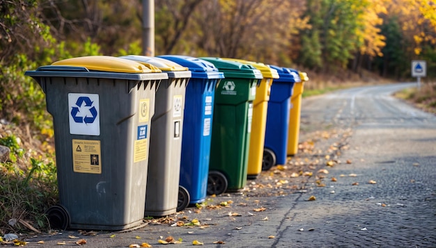 Foto grandes contentores de plástico com resíduos separados