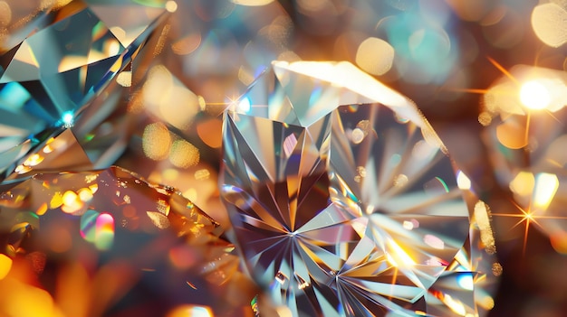 Foto grandes diamantes con increíble brillo y dispersión el juego de la luz y los reflejos de las facetas crean un brillo mágico