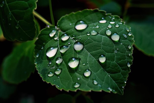 Foto grandes e belas gotas de água de chuva transparente ia geradora