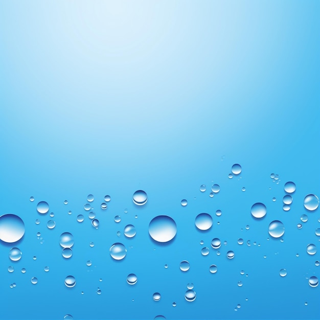 Grandes gotas de agua en fondo azul Lugar para la colocación de productos