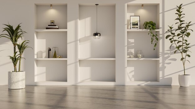 Grandes interiores modernos de luxo e brilhantes Ilustração de maquete de sala de estar Imagem de renderização 3D