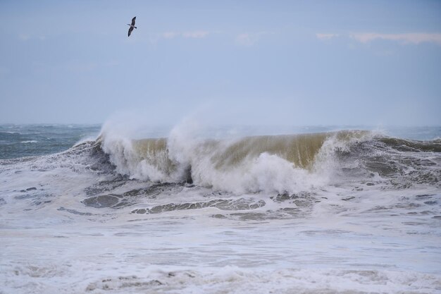 Grandes olas enfurecidas durante una tormenta increíblemente poderosa en el mar Negro