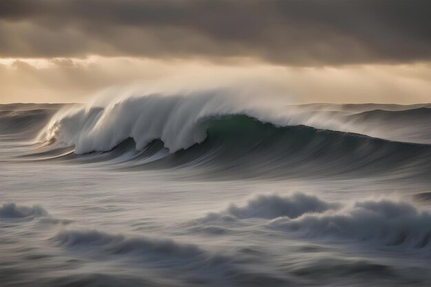 Grandes olas del mar en el océano