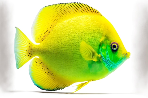 Foto grandes peixes tropicais verde-amarelo isolados no fundo branco