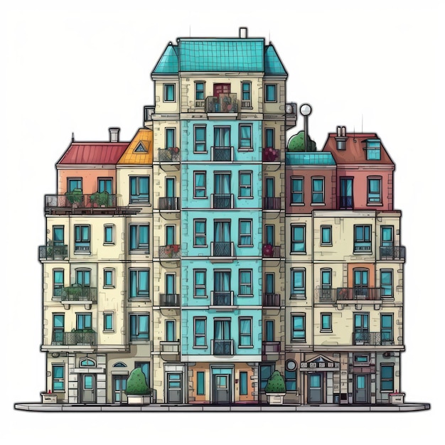 Grandes prédios de apartamentos Linda imagem de ilustração IA generativa