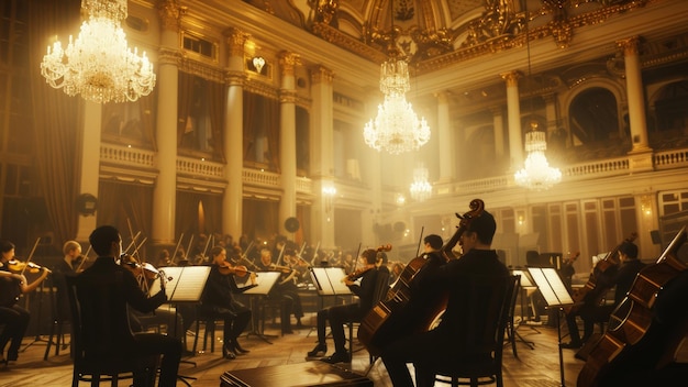 La grandeza de una orquesta de música clásica en plena actuación