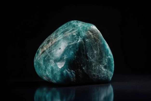 Grandidierite é uma pedra geológica natural preciosa rara eremita em um fundo preto em tonalidade baixa