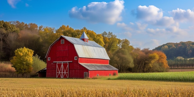 Foto el granero rojo en la granja