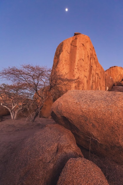 Granitfelsen bei Sonnenuntergang. Spitzkoppe. Namibia