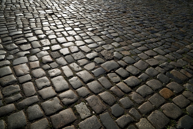 Foto granitkopfsteinpflasterung in deutschland-straße