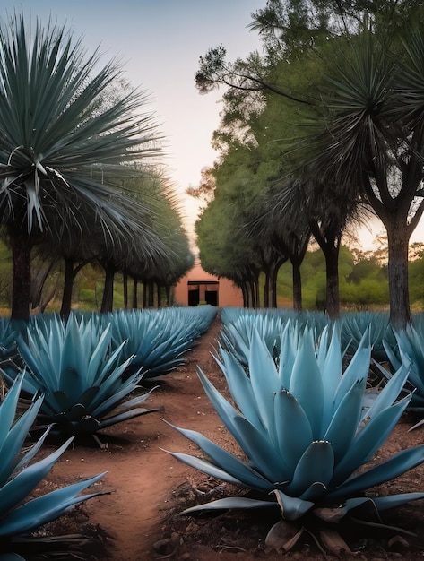 Foto la granja de agave azul oculta fuera de los caminos trillados