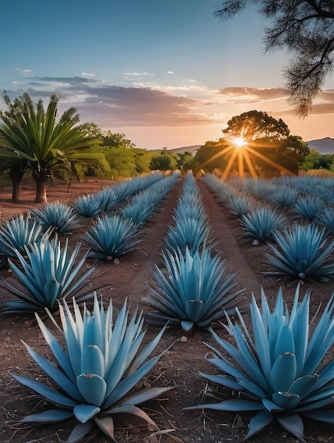 Foto la granja de agave azul oculta fuera de los caminos trillados