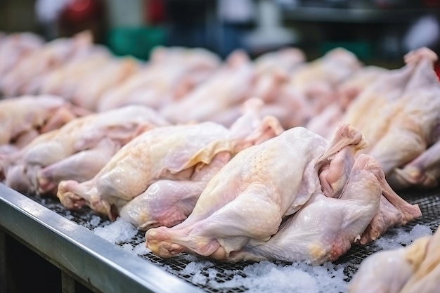 Granja avícola producción de carne de pollo Producción industrial y envasado de carne de pollo Canales y lomos de pollo industria alimentaria moderna