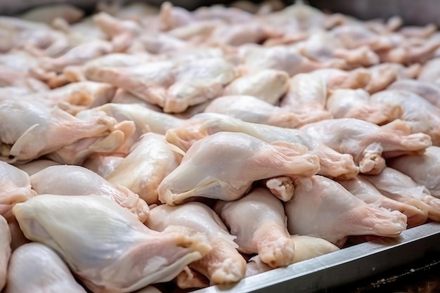 Granja avícola producción de carne de pollo Producción industrial y envasado de carne de pollo Canales y lomos de pollo industria alimentaria moderna