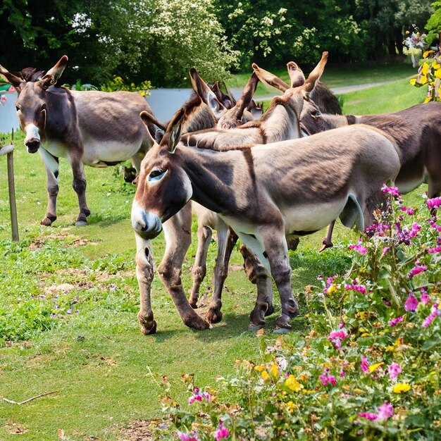 Granja de burros Esperando la carrera Rally de burros Las masas aplauden