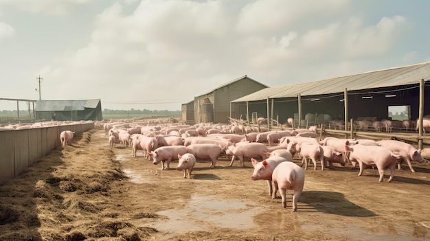 Foto granja de cerdos de tocino