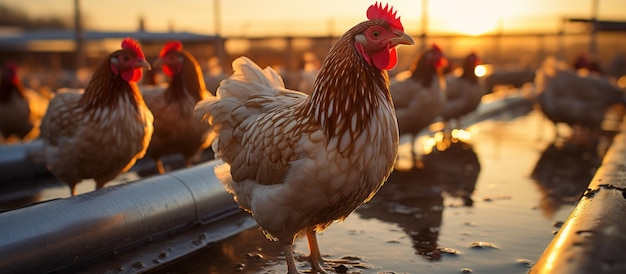 Foto granja dedicada a la producción de productos de pollo de primera calidad