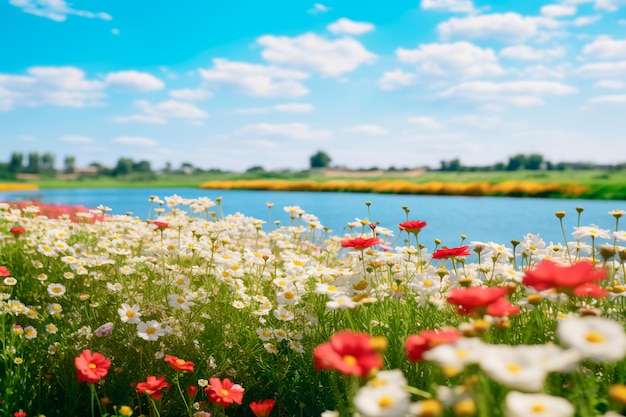 Granja de jardinería el campo de flores generado por IA