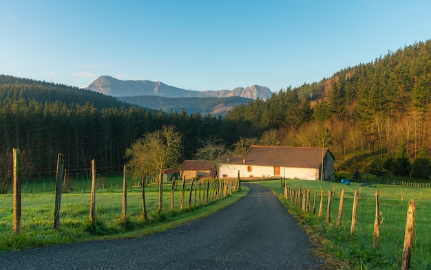 Granja en medio de la naturaleza.