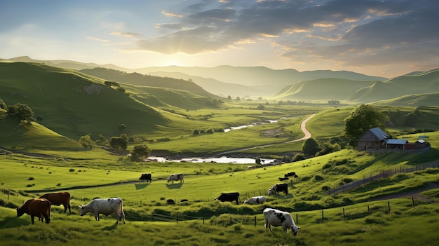 Granja de oránico de las tierras de las colinas