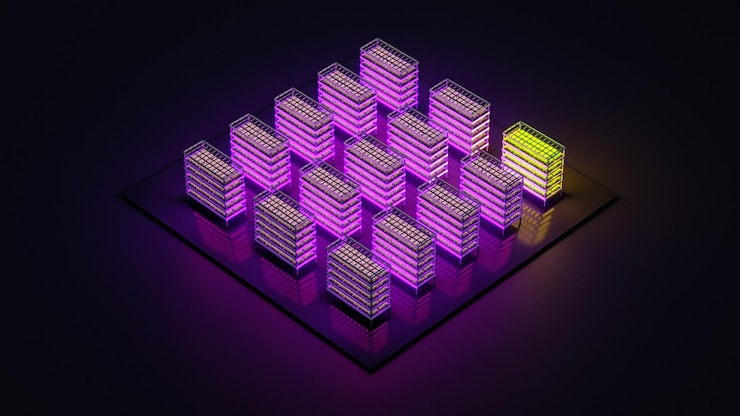 Foto granja vertical interior vista isométrica fábrica de plantas de microvegetales hidropónicos cultivo con luces led agricultura sostenible ilustración 3d