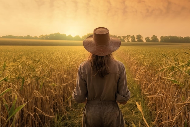 Granjero mujer granja campo Generar Ai