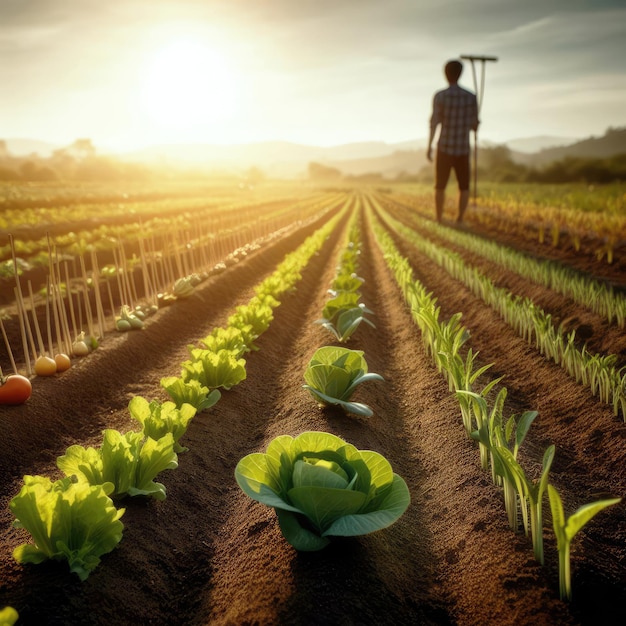 granjero trabajando en el campo