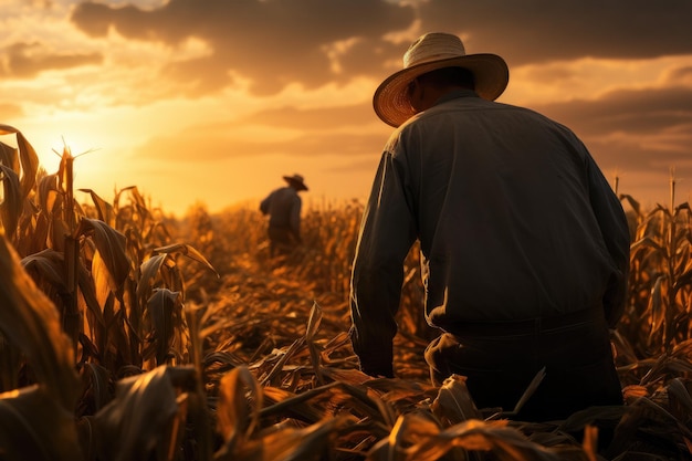 Un granjero trabajando en el campo