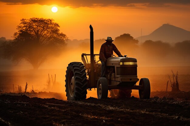 Un granjero trabajando en el campo